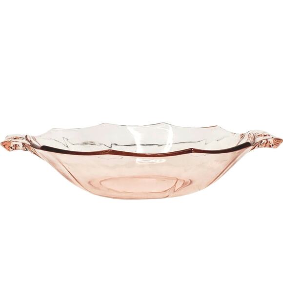 Vtg Decagon Pink Depression Glass 7" Candy Trinket Dish Handles Decor - Picture 7 of 8